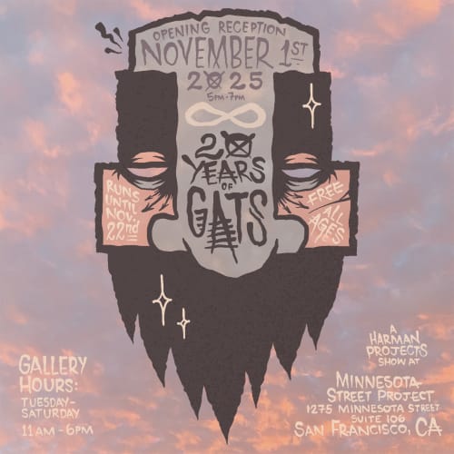 Promotional flyer by artist GATS to announce the "20 Years of GATS" exhibition