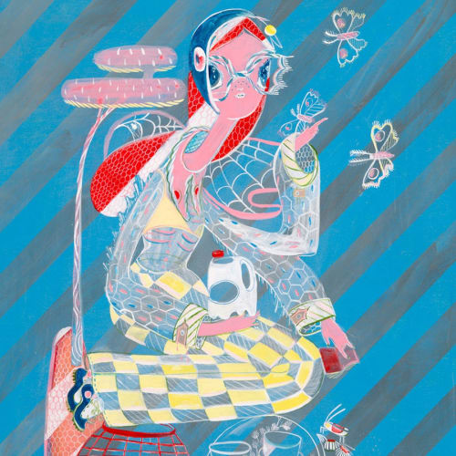 A cropped view of Kelly Tunstall's work, "The Price of Milk".