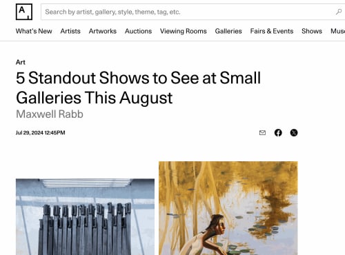 Artsy: 5 Standout Shows to See at Small Galleries This August, In this monthly roundup, we shine a spotlight on...