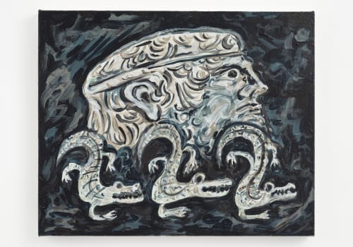 Head and Three Crocodiles, 2024 Acrylic on canvas H33 × W40 cm H12.9 × W15.7 in. Kazuma Koike