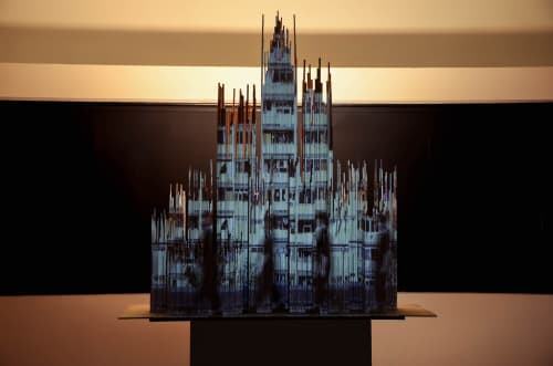 Waiwai, My Disappearing City, 2019, Photography, bamboo, video, projector, 120 x 36 x 121 cm.