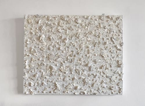 Claire Lee, Amidst the Debris, Mixed media, paint and pencil on canvas, 61 x 73 x 5 cm, 2022.