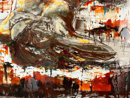 “Reclining Nude in Amber” 20023 Mixed Media 108 x 150 cm (unframed)