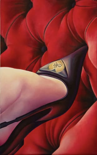 It's All About, 2023, oil on canvas 40 x 25 x 4.5 cm