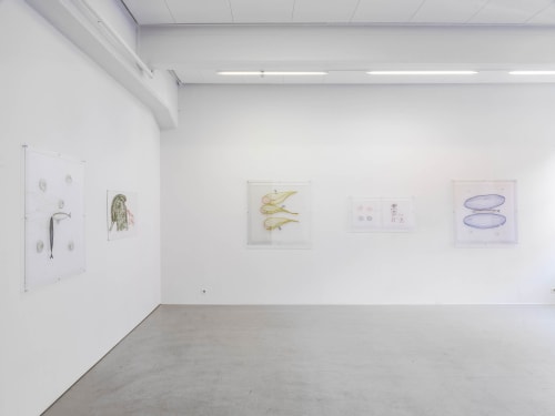 Installation view, Majlis Agbeck, Nära ytan, långt borta, 2020, Cecilia Hillström Gallery. Photo: Jean-Baptiste Béranger