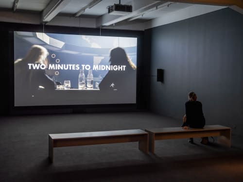 Installation view, Yael Bartana, Two Minutes to Midnight, 2022, Cecilia Hillström Gallery. Photo: Jean-Baptiste Béranger