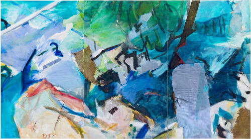 Masha Trebukova, Naxos (drieluik), 2010-2019, Gemengde techniek op doek, 200 x 360 cm