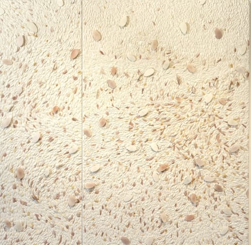 Judy Tuwaletstiwa, Text. Shards 4, 2019, kiln fired glass on canvas, 72 x 72 in.