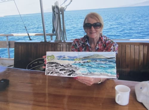 Frances painting in the Galapagos