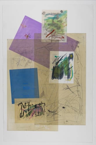 Raque Ford, Hurt (it's funny across the street you can see Hollywood Cemetery), 2022, Oil and watercolor with drypoint with chine collé