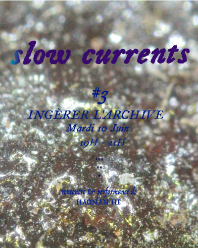 INGÈRER L'ARCHIVE: rencontre & performance de HAONAN HE, slow currents #3