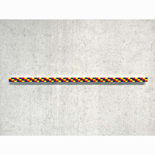 © WILLEM COLE I.A.N.A., 2025, smalties (Orsoni Venice) on aluminum slat, 3 x 99 x 3 cm