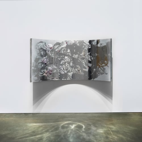 Jimmy O'neal, BONAPART, 2024. Acrylic and mirrorized paint on curved panel. 84 x 44 x 24 in.