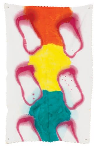 (detail) Claude Viallat, n°207, 2018, acryl/tissu, 130 x 82 cm, Image courtesy of Pierre Schwartz, Photographe Montpellier, France