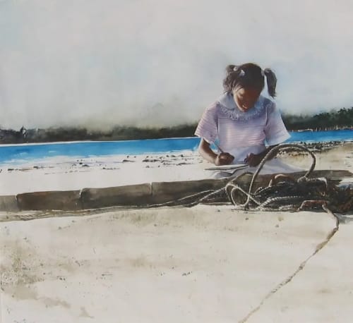 Stephen Scott Young, Sketching, 2004 Watercolor on paper 21 ½ x 22 ½ inches