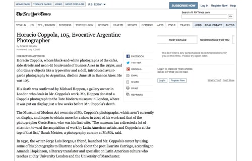 Horacio Coppola, 105, Evocative Argentine Photographer