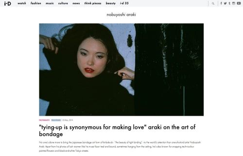 'tying-up is synonymous for making love' araki on the art of bondage
