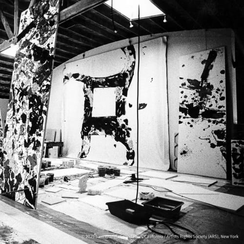 Sam Francis' Whirling Square in his Studio. One of the largest works on Canvas Sam produced.