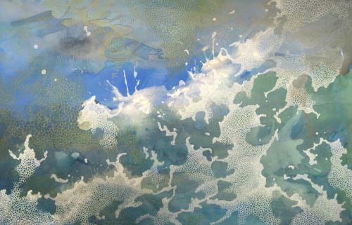 Green Wave, 2021 Gesso, gouache and pigment ink on paper 58 cm x 93 cm