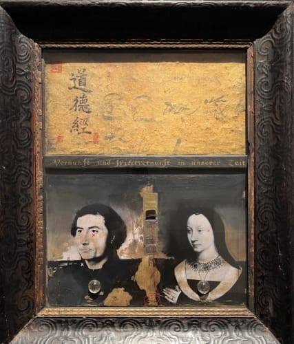 [서울 뉴스핌]이영란 기자= 동양의 도덕경과 서양미술사 속 인물이 상하로 교차하며, 대비를 이루는 변종곤의 작품.