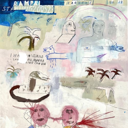 Abel Burger, Rampal Pacific, 2023 (detail), Mixed media on wood , 100 x 70 cm 
