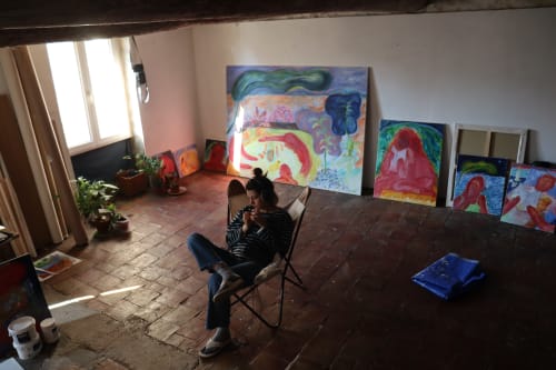 French artist Coline Marotta in her studio