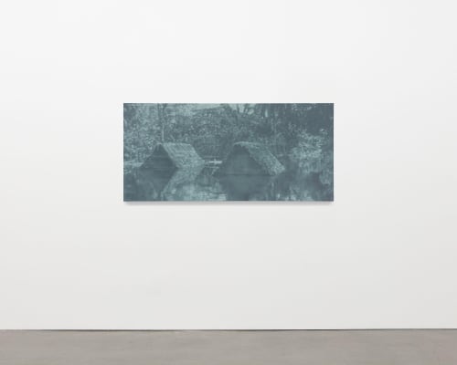 Installation shot of the artwork Dipi gron tiri, 2015 by Surinamese artist Xavier Robles de Medina. Artwork details: Oil on linen, 70 x 150 cm, 27 1/2 x 59 in.