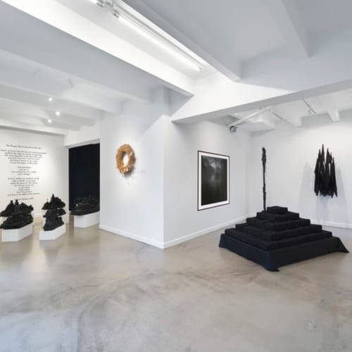 Installation shot from the group exhibition The People Who Came From the Sea by Eliyah Mesayer and Galvin Harrison shown at Brigade Gallery in Copenhagen, Denmark.