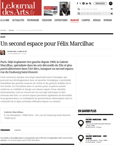 Le Journal des Arts , n°661 : Un second espace pour Félix Marcilhac
