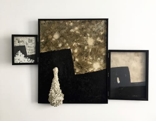 robert malaval, Aliment Blanc techniques mixtes 3 panneaux, 1958 - 1963