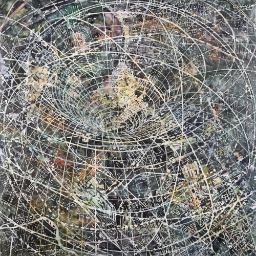 Coalescence, 2019, Mixed media on linen, 60 x 60 in / 152.4 x 152.4 cm
