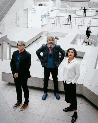 The Raqs Media Collective, from left, Shuddhabrata Sengupta, Jeebesh Bagchi, and Monica Narula.