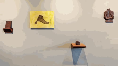 The Politics of Skin and Movement: Artwork by Amol K Patil, bronze sculpure, aluminium sheet and ball pen Photo Courtesy: Kochi Biennale Foundation