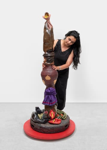 ASHWINI BHAT, Self Portrait, Nagalinga Pushpa, 173 × 61 × 61 cm, 2023. Photo by John Janca. Courtesy Project 88, Mumbai.