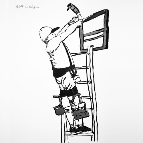 Roberto Gutiérrez, Untitled 9, 2022, Sumi ink on paper, 30 x 22 inches, AltaMed Art Collection