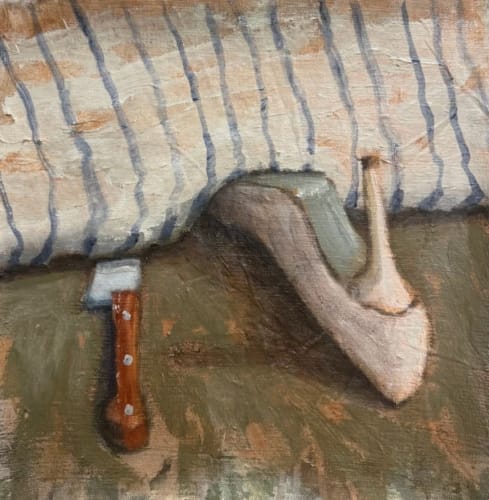 Omar Fakhoury, If you have nightmares, put a shoe or a knife under your pillow 1, 2025 Acrylic on linen 40 X 40,5 cm