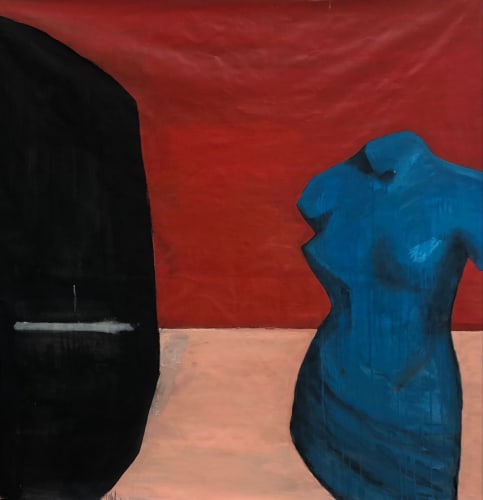 Tamara Al-Samerraei, Take Two, Red Green Buttons , 2023 Acrylic paint on canvas 160 x 205.5 cm