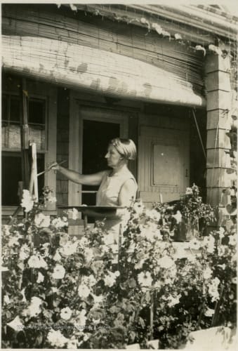 Photo of Blanche Lazzell Working at Her Studio, Provincetown, MA, 1932. Photo courtesy of West Virginia & Regional History Center.