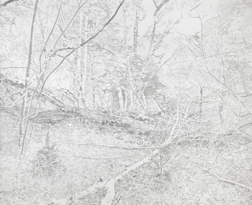 Fallen Birch, 2024, Sumi ink on paper, 42 1/2 x 52 inches (107.9 x 132 cm)