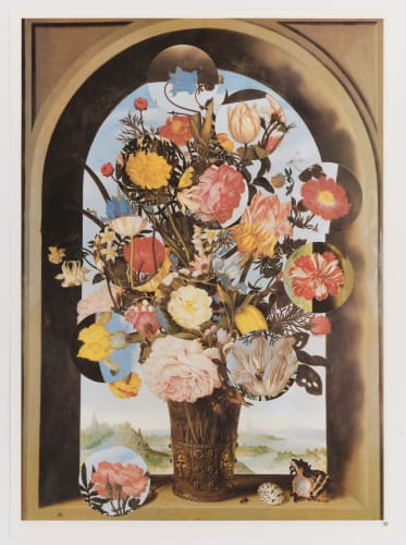 Aliki Braine Turbulence, (after Ambrosius Bosschaert) , 2019 Cut and rearranged catalogue page 38 x 28 cm