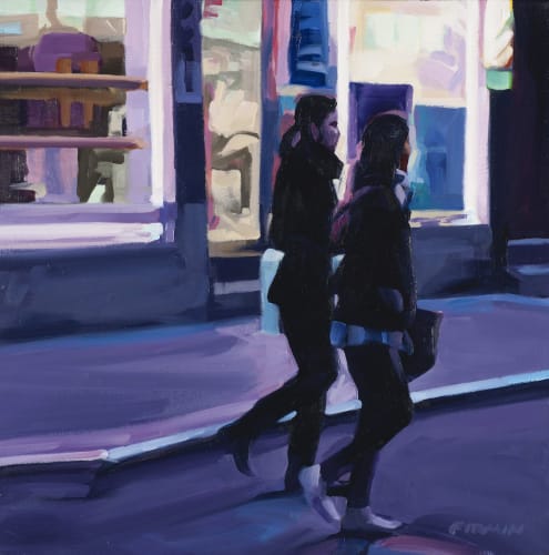 Two Young Women, Chinatown, 2014 Artwork is signed on the front Oil on wood panel