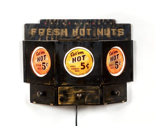 Fresh Hot Nuts, 2013 Latex, wood, light kit