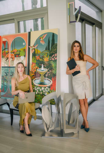Elsa Maldonado Buitron and Nicole Bainov with works by Brittany Fanning, Fernando Varela and Diana Solares
