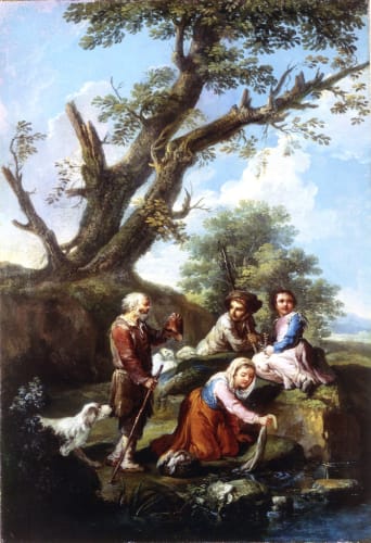 Paolo Monaldi | Landscapes with Rustic Figures, (Roma, 1720 c. – post, 1779) Oil on canvas 54 x 37 cm | Maison D'Art Gallery