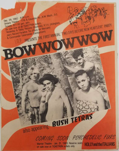 Bow Wow Wow – with Bush Tetras, Washington DC, 1981 Poster