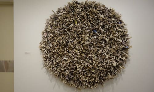 Installation view: PFF355 - Maren Hassinger, "Our Lives," Shredded, twisted, and wrapped New York Times newspapers, 2018