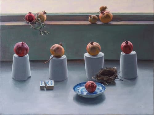 Carol Ivey, Pomegranate Grouping, 2013, Carol Ivey, oil on canvas, 24 x 32”