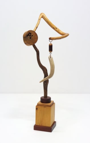 Danville Chadbourne, The Calculated Risk of Incongruity (2008-14), wood, antler, metal, beads, 37″ h. x 15″ w. x 14½” d.