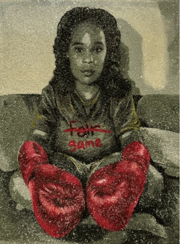 Kaima Akarue, "I CALL NEXT", Acrylic and crushed glass, 30 x 40