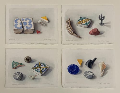 Carol Ivy "Star Constellation" 4 watercolors, each piece 5.5 x 7.5 inches.